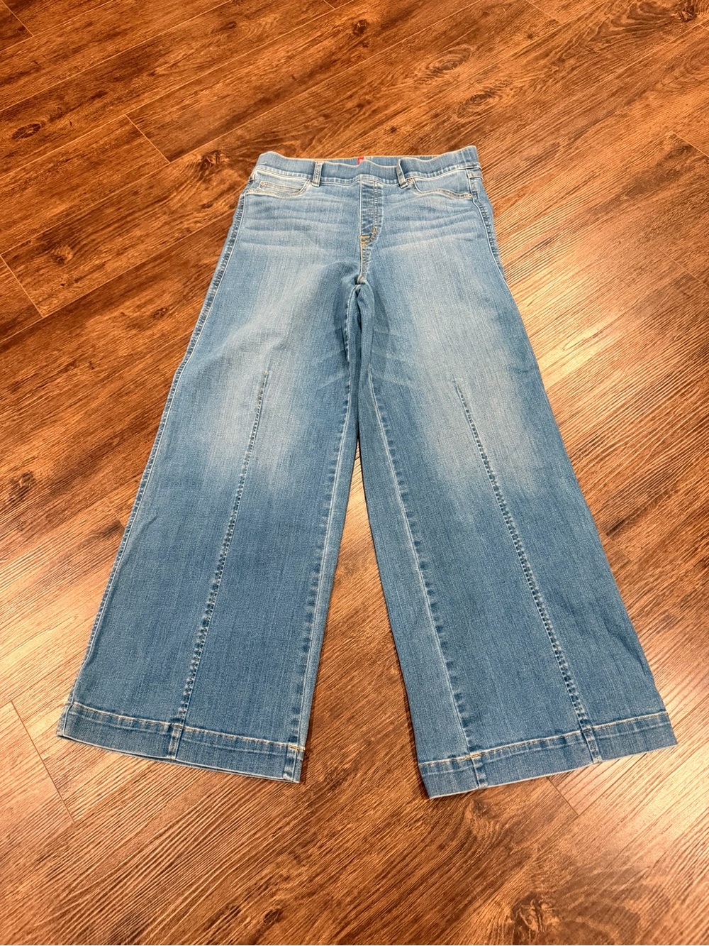 SPANX Blue High-Rise Wide Leg Jeans